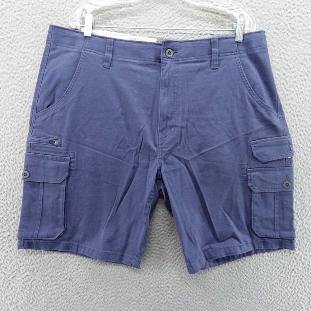 Iron Co Mens Stretch Twill Cargo Shorts Lake Blue Size 40 Flex Waist NEW